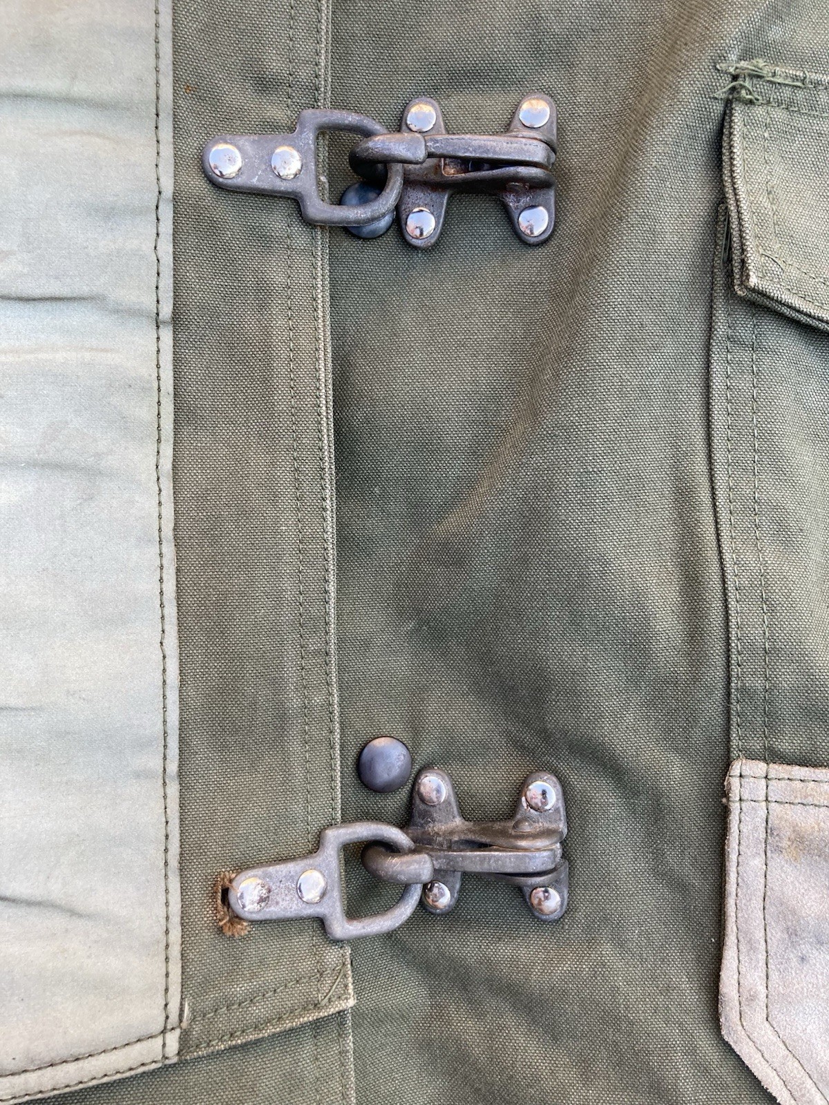 1961 US Military Fireman Olive Drab Canvas Work Coat Sz 40 Vietnam Era