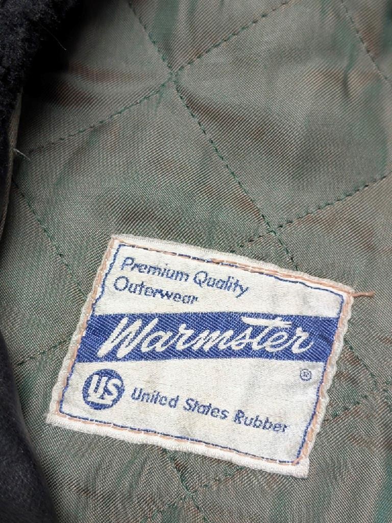 1950s vintage BOMBER united states rubber XL black PLEATHER jacket 46 synthetic