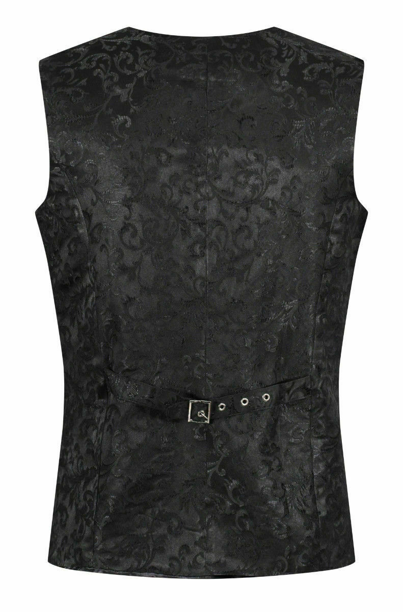 Men’s Black Brocade Vest /Waistcoat Gothic Steampunk/Wedding Vest/Prom Vest