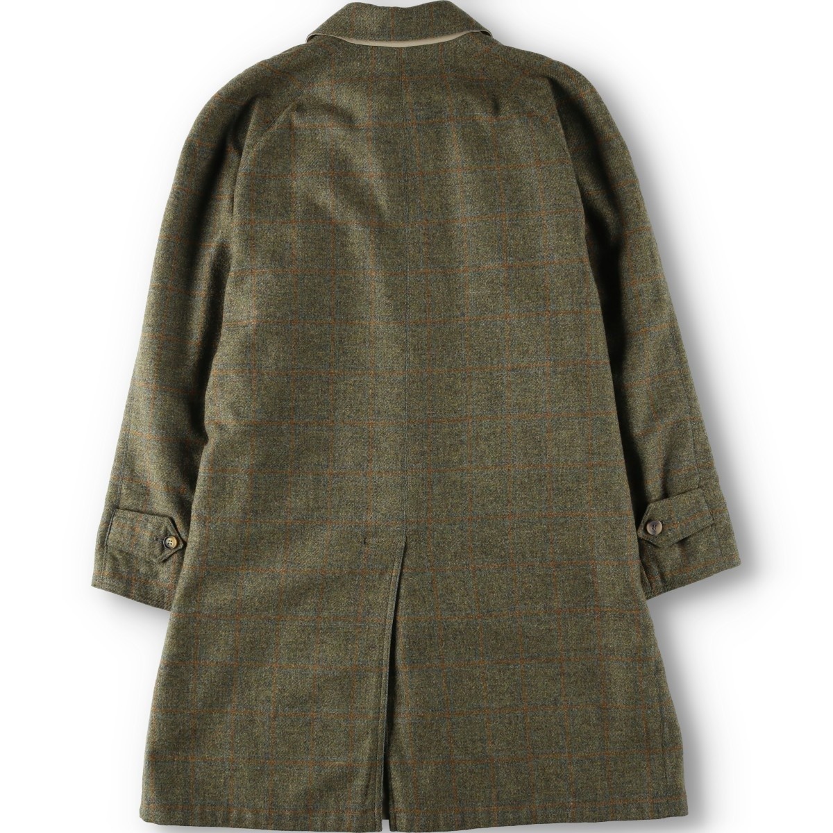 Used Justo Gimeno Check Pattern Reversible Wool Long Coat Men’s Size L (approx.)