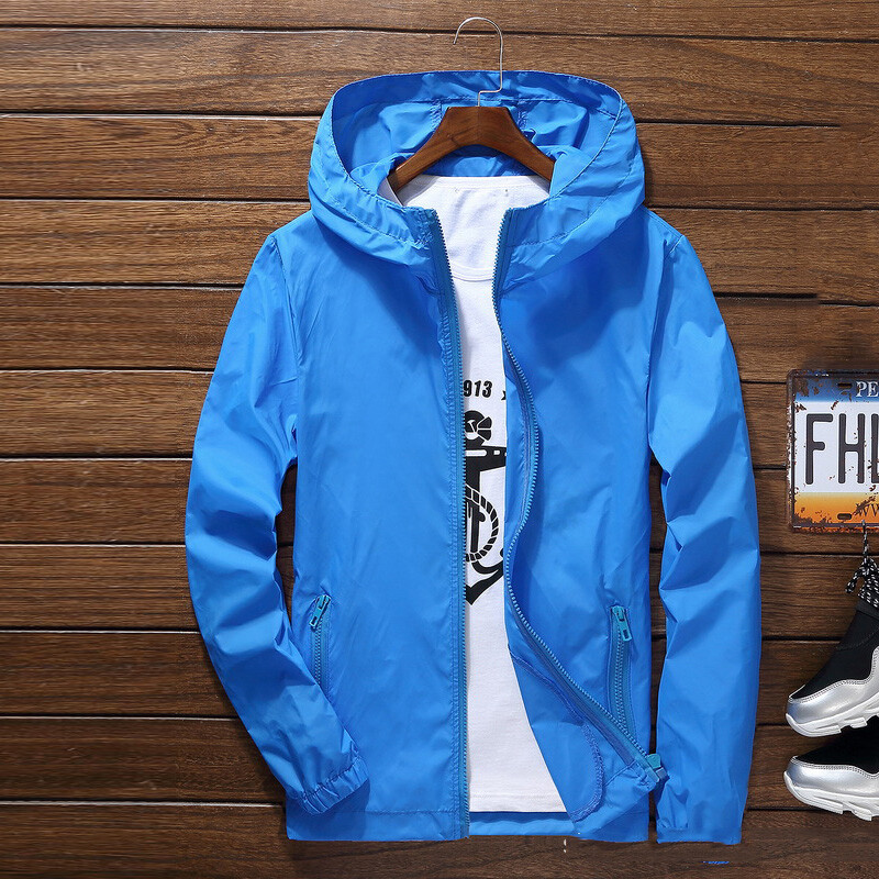 Mens Outwear Lightweight Windbreaker Waterproof Rain Jacket Hooded Breathable
