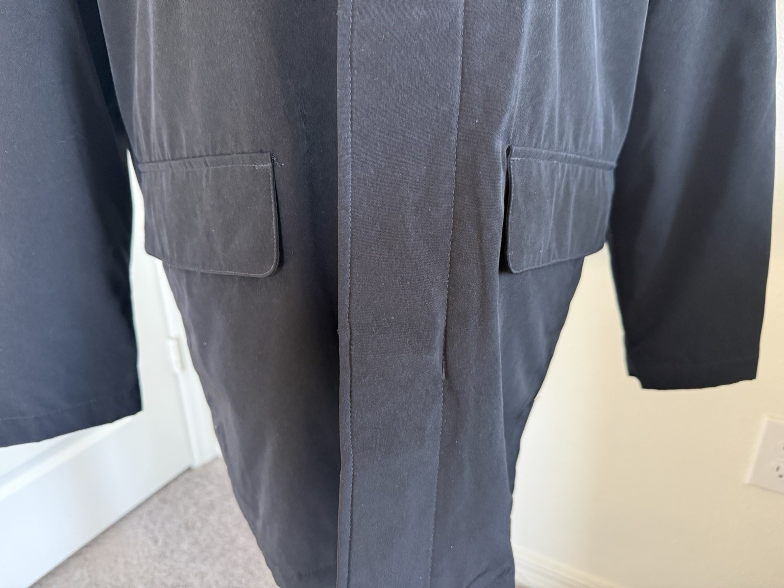 PERRY ELLIS PORTFOLIO MENS MULTI POCKET BLACK BUTTON ZIPPER JACKET SIZE M GUC