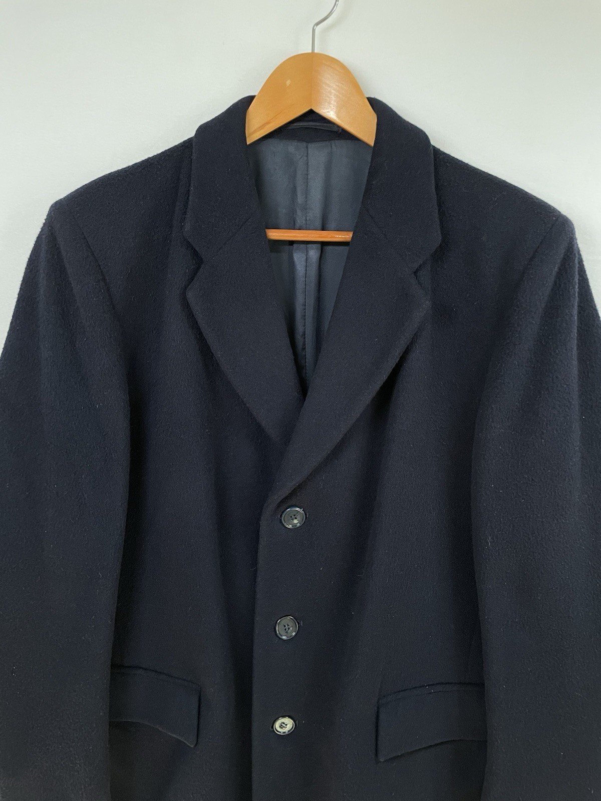 Men’s CASHMERE Overcoat Size 42 Coat Long Winter Navy Blue Soft Quiet Luxury