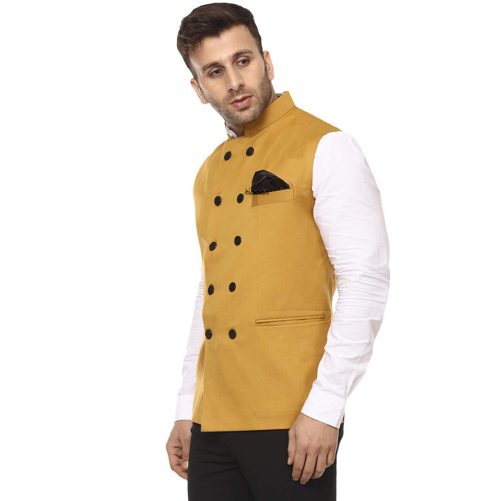 Jackets and Vests , Partywear, Occasion Wear-Mustard Solid Jacket, Festival Wear