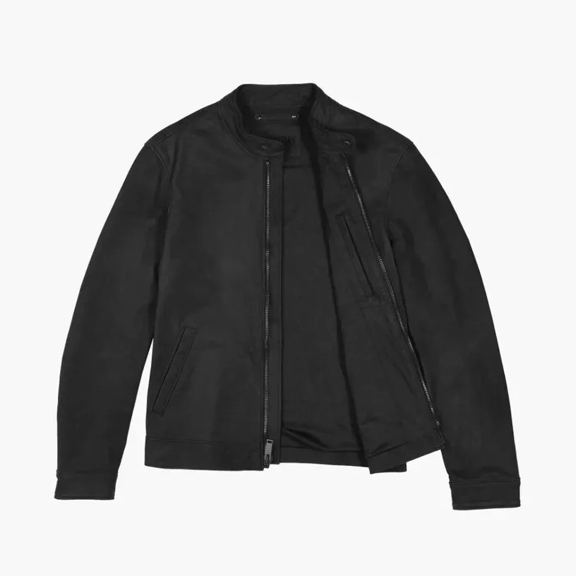 Men’s Genuine Black Matte Leather Jacket Biker Moto Cafe Racer Slim Fit