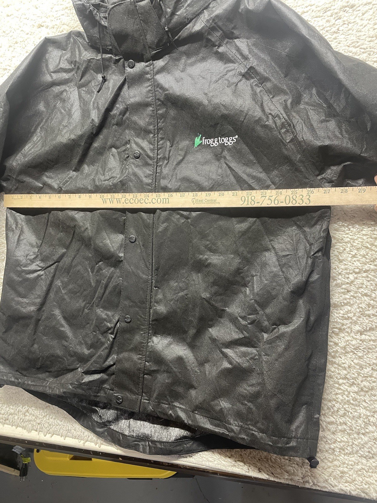 Frogg Toggs Jacket Mens 2XL Black Hooded Rain Waterproof Lightweight Outdoors EC