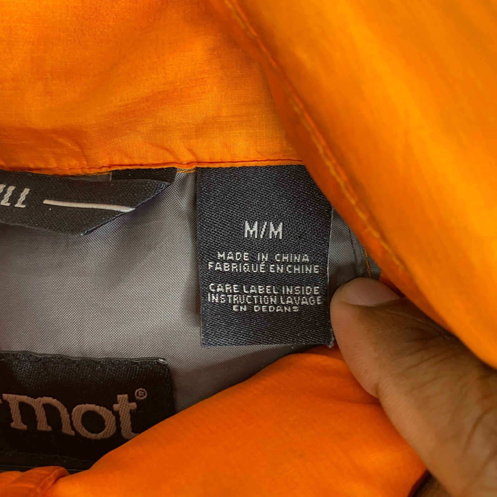 Marmot Zeus 800 Fill Down Puffer Jacket Mens Medium Orange Full Zip 72740 2012