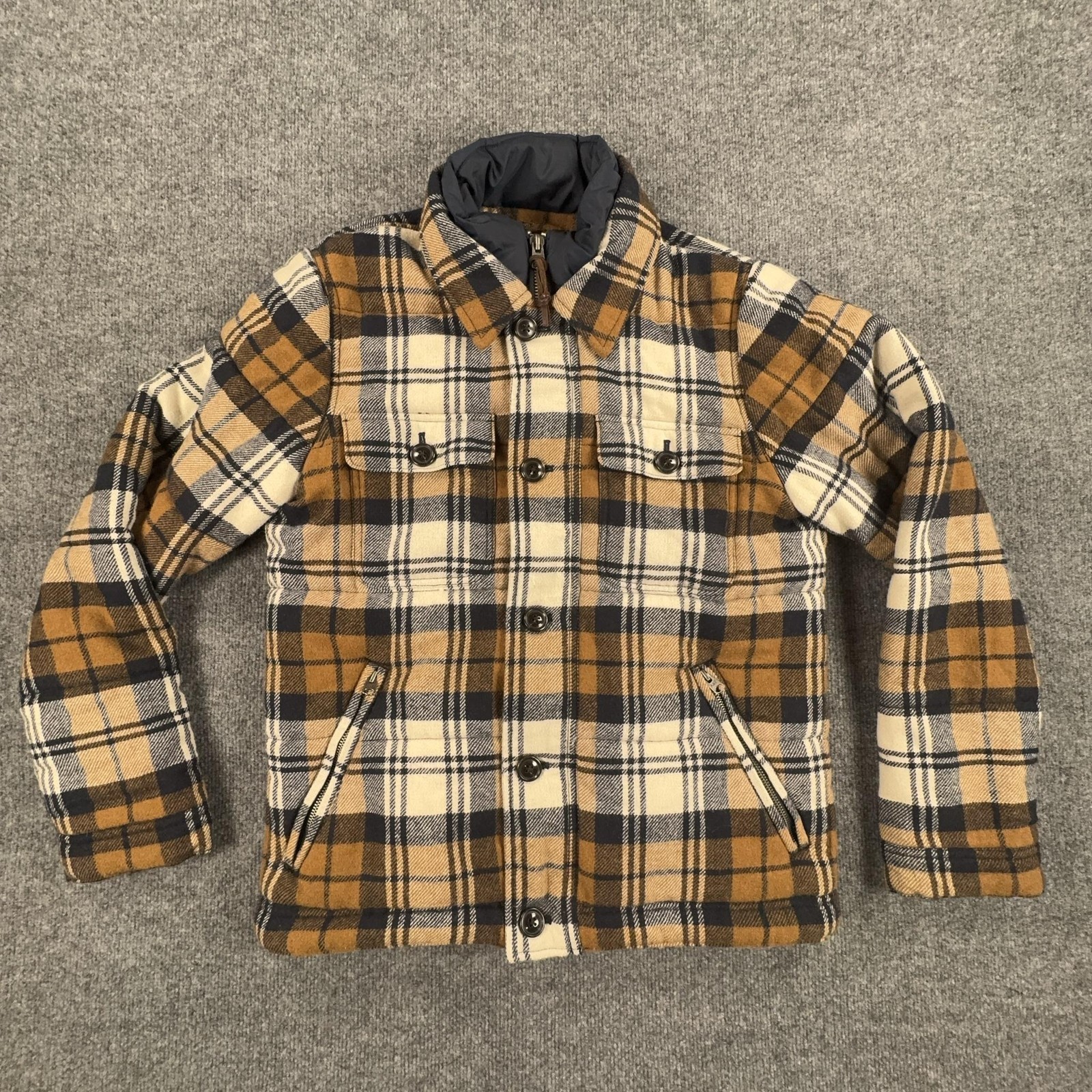 Abercrombie & Fitch Jacket Mens Medium Brown Plaid Quilted Flannel Insulated