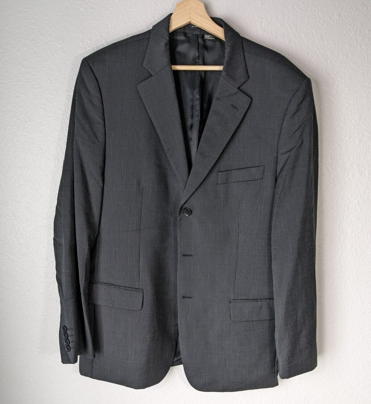 Zara Man Wool Blazer Grey Dark Wash Men’s Size 44 Pockets Dry Clean Only 355