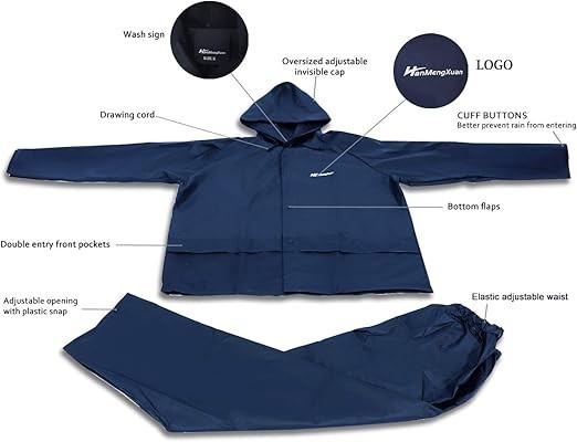 Traje Impermeable EVA Unisex Chaqueta y Pantalon Lluvia Ligero de Proteccion
