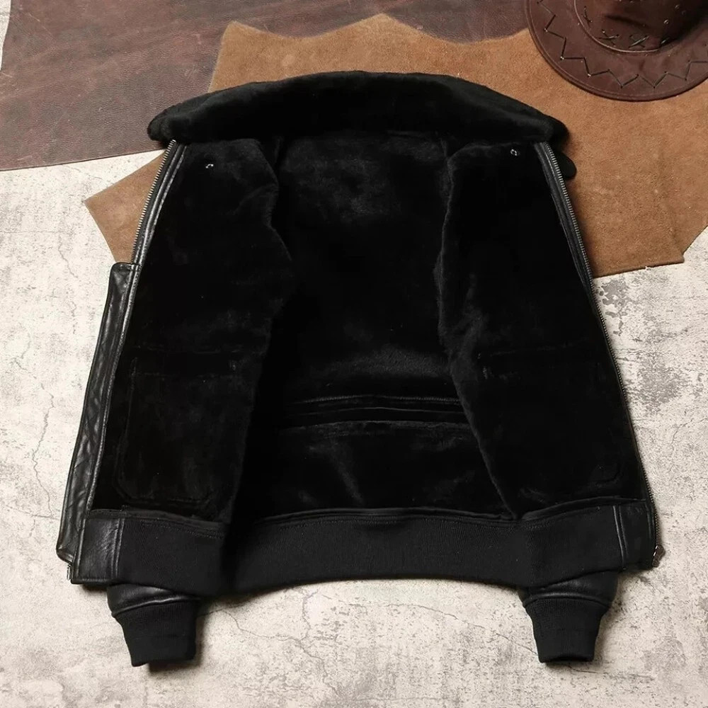 Men’s Vintage RAF B3 Aviator Shearling Genuine Sheep Leather Winter Jacket