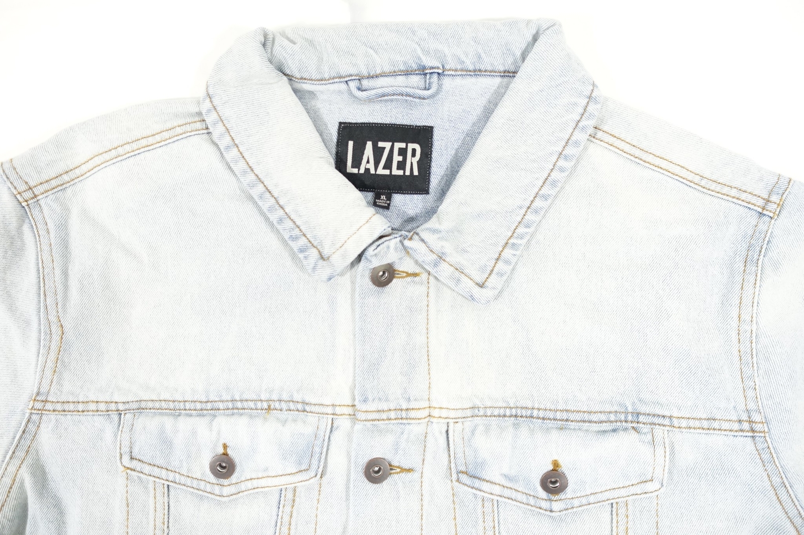 LAZER FADED BLEACHED BLUE XL TRUCKER DENIM JEAN JEANS JACKET MENS NWT NEW