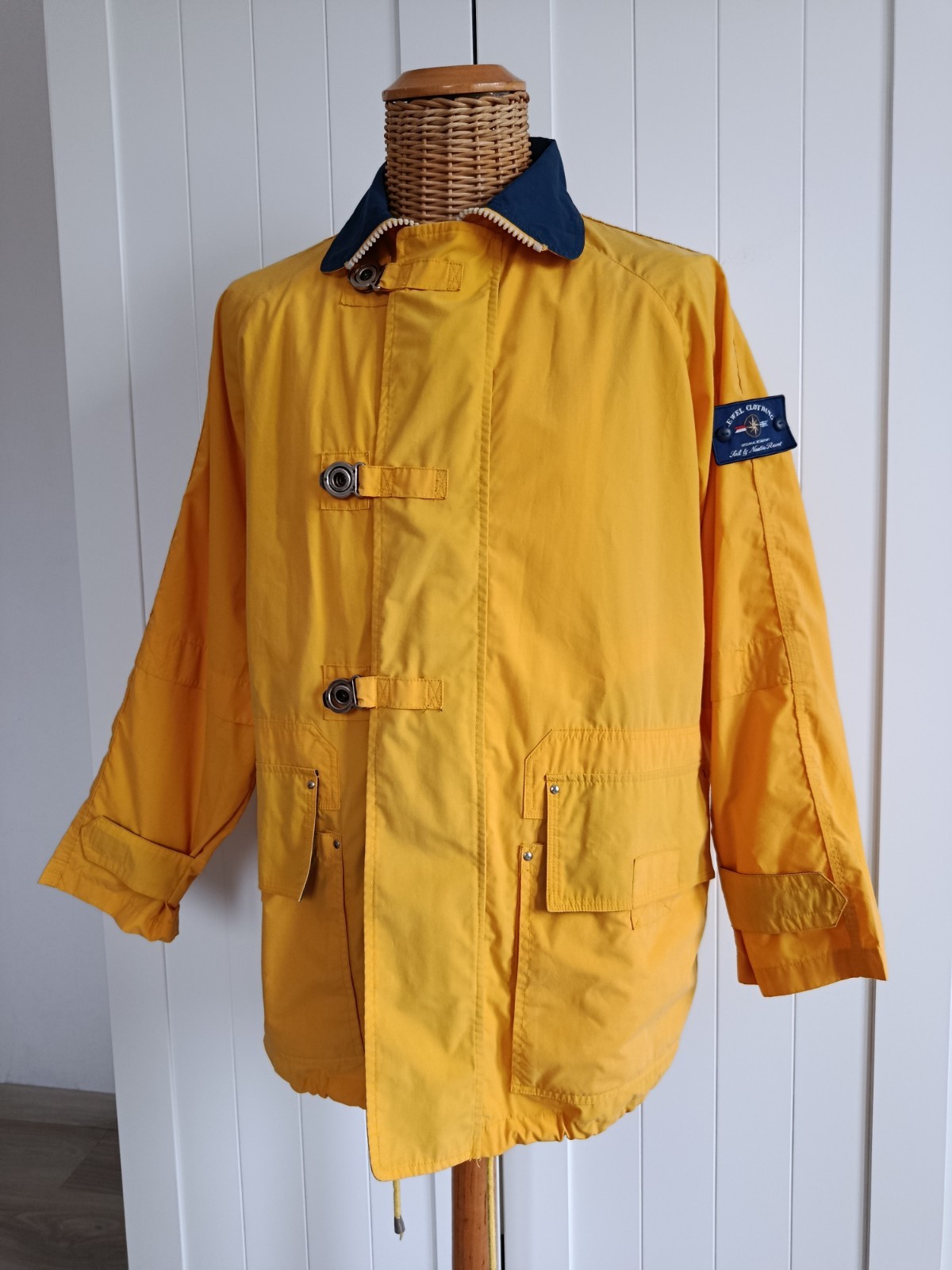 Vintage 90s Yachting Sailing Yellow Clasp Jacket Raincoat Windbreaker Marina S