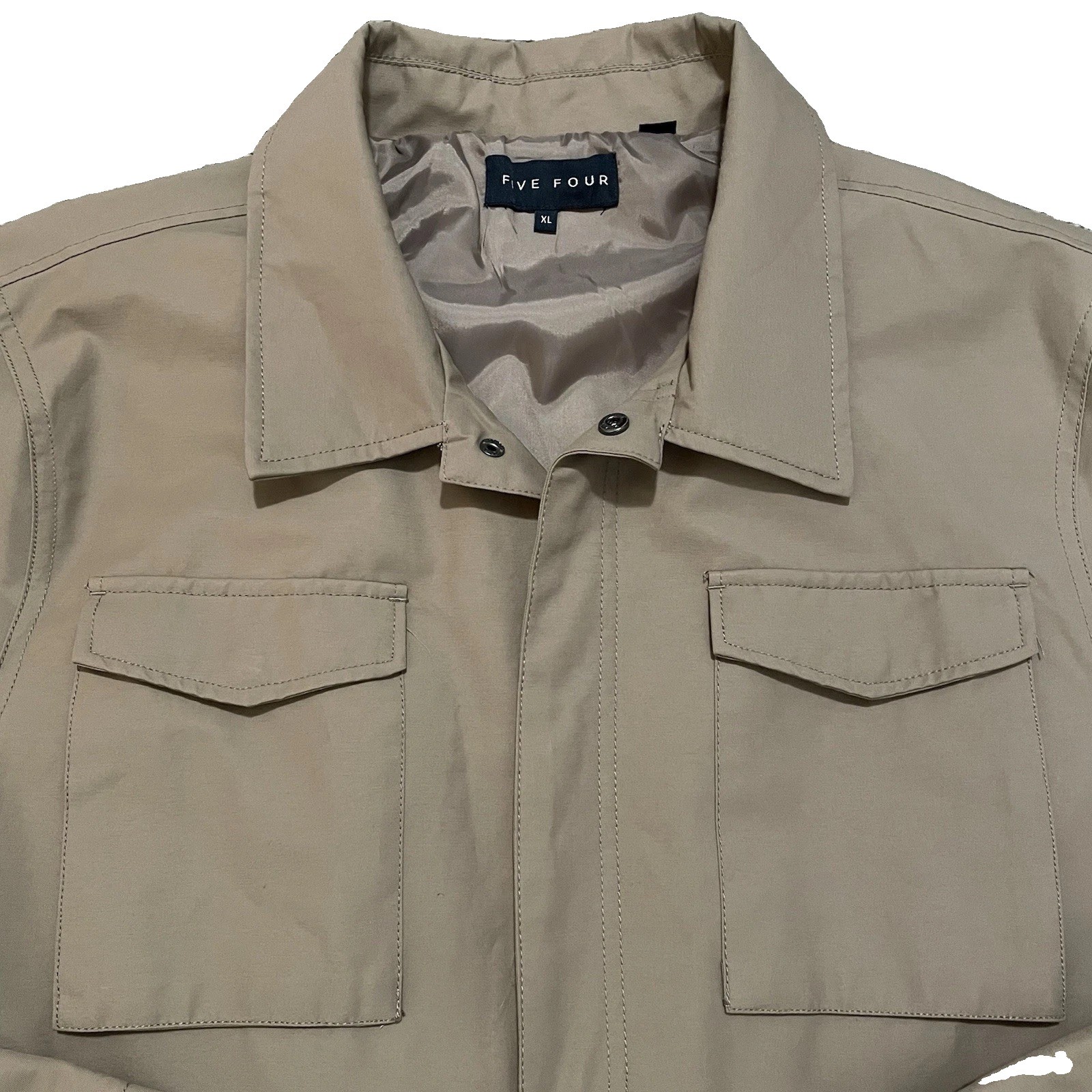 Men’s Five Four Full Button Four Pocket Fielder Jacket Size XL Beige