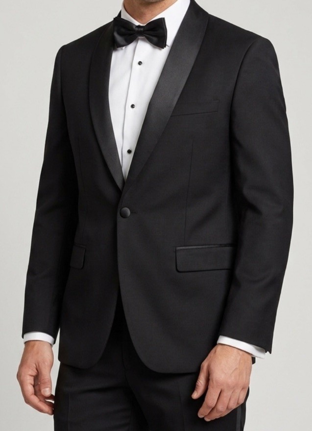 21 Men Black Satin Lapel Tuxedo Blazer Jacket Sz L