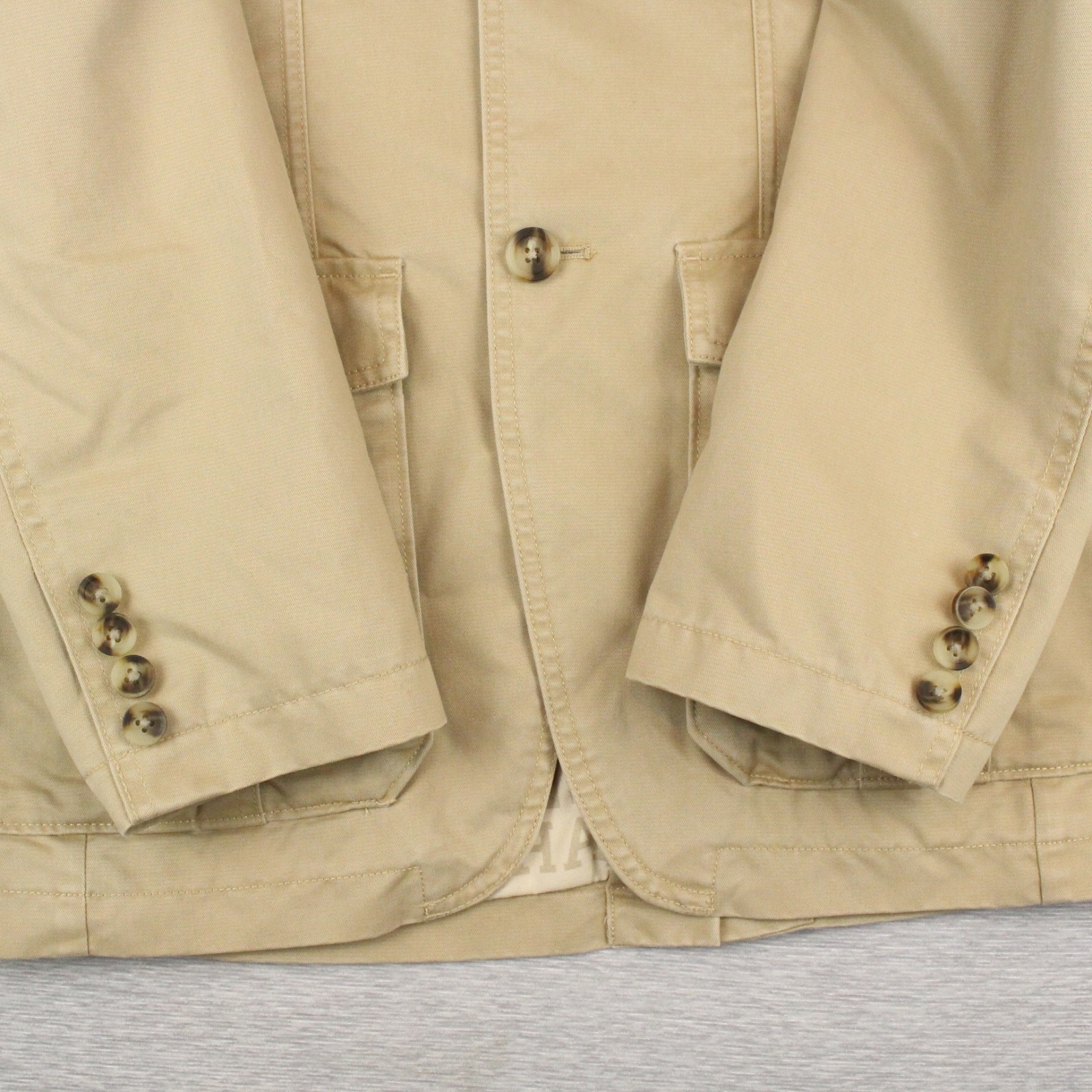 Haggar Life Khaki Two-Button Oxford Jacket Mens Size Small Khaki Cotton Poly