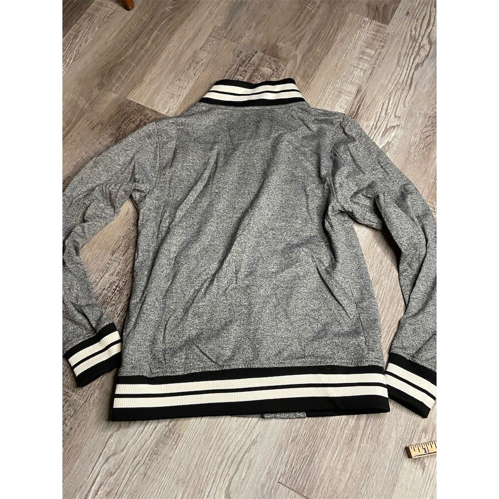 Brooklyn Cloth Unisex Adults’s Varsity Baseball Jacket Gray Medium Snap Front