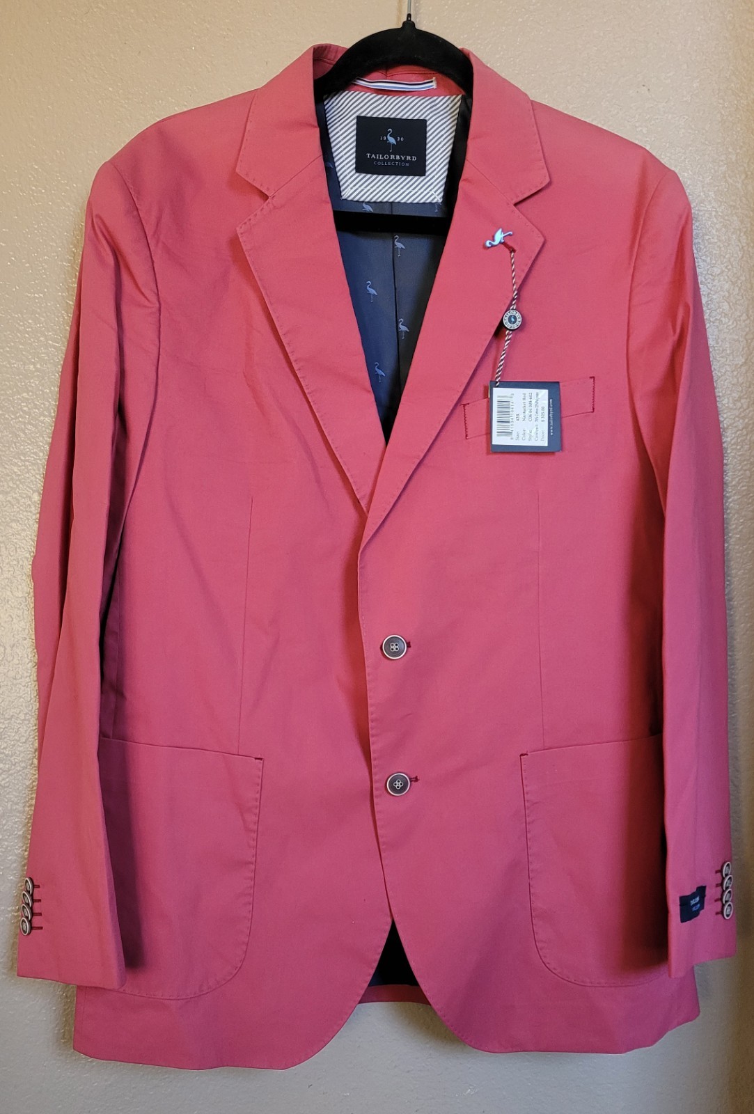 Tailorbyrd Mens Blazer, Tailorbyrd Sport Coat, Two Button Lined, 42R,