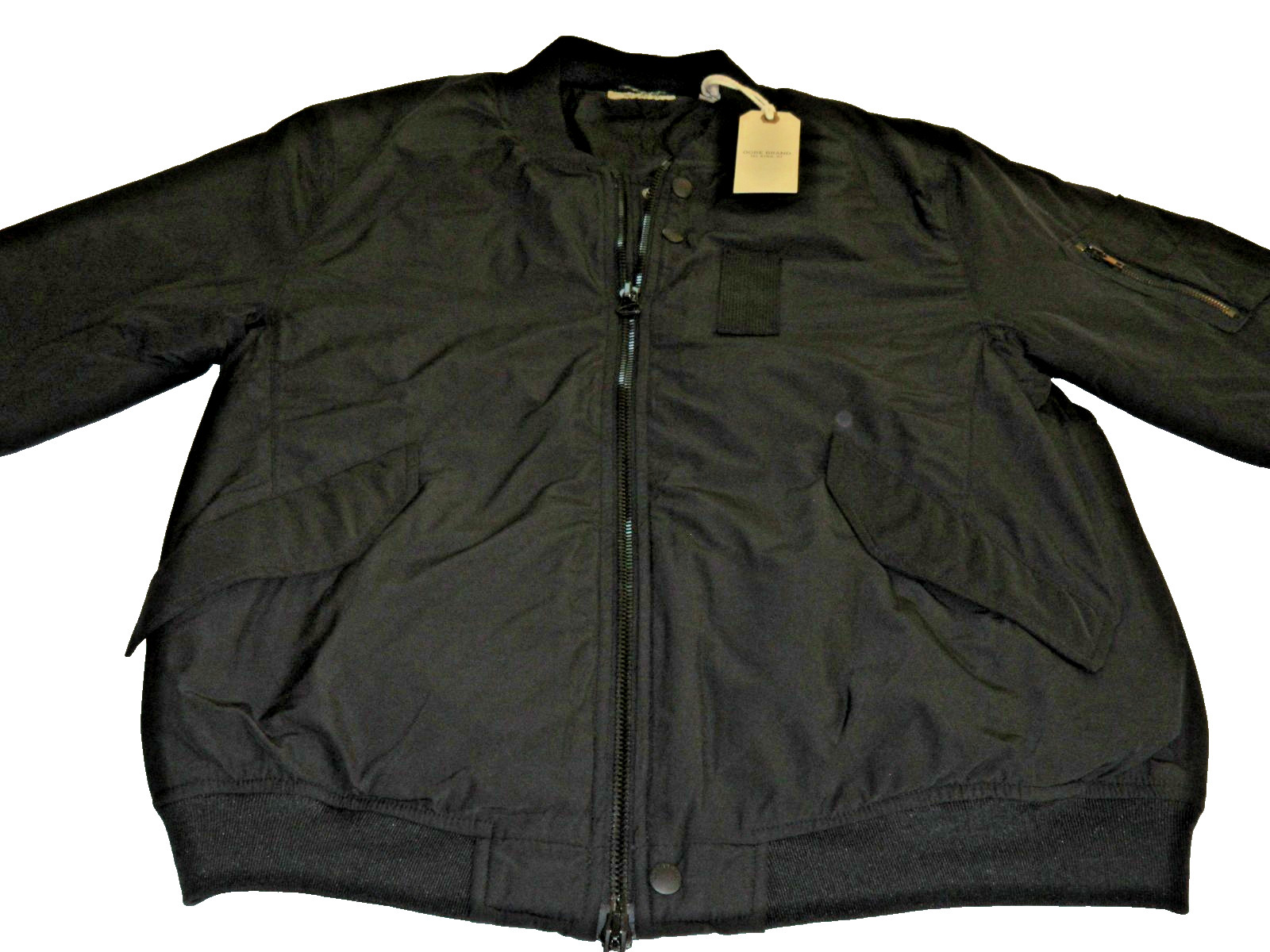 OOBE Brand Men’s Full Zipper Modern Vintage Black Flight Jacket Size Small NWT