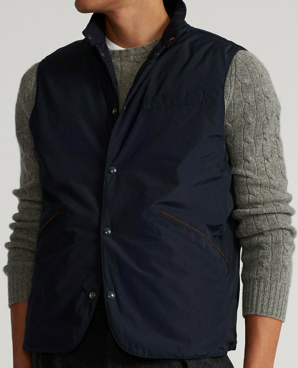 Polo Ralph Lauren Reversible Quilted 750 Down Jacket Suit Waistcoat Vest Oxford