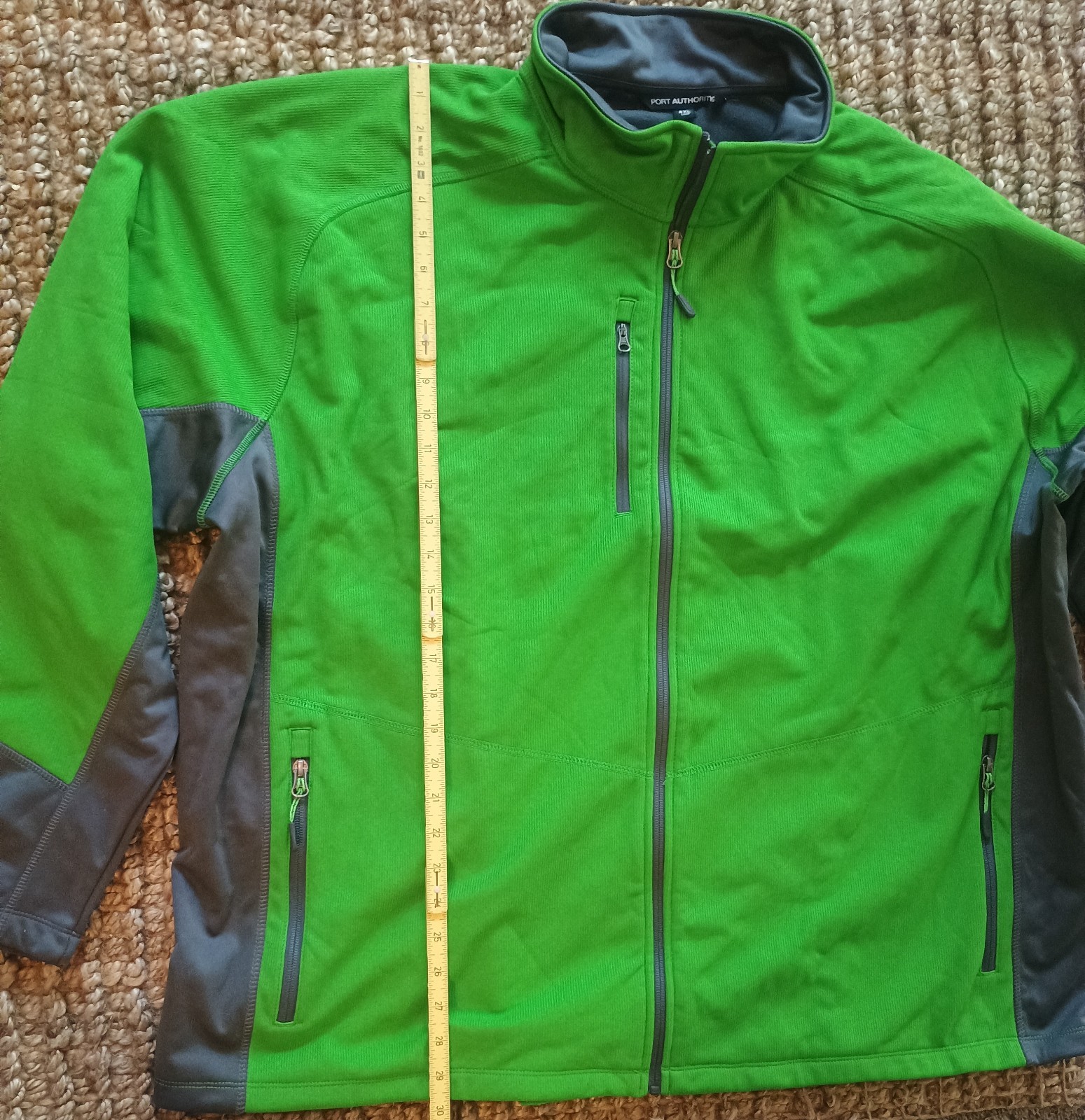 Port Authority Men’s 4XL Big & Tall Full-Zip Jacket Green/Gray Zip Pockets