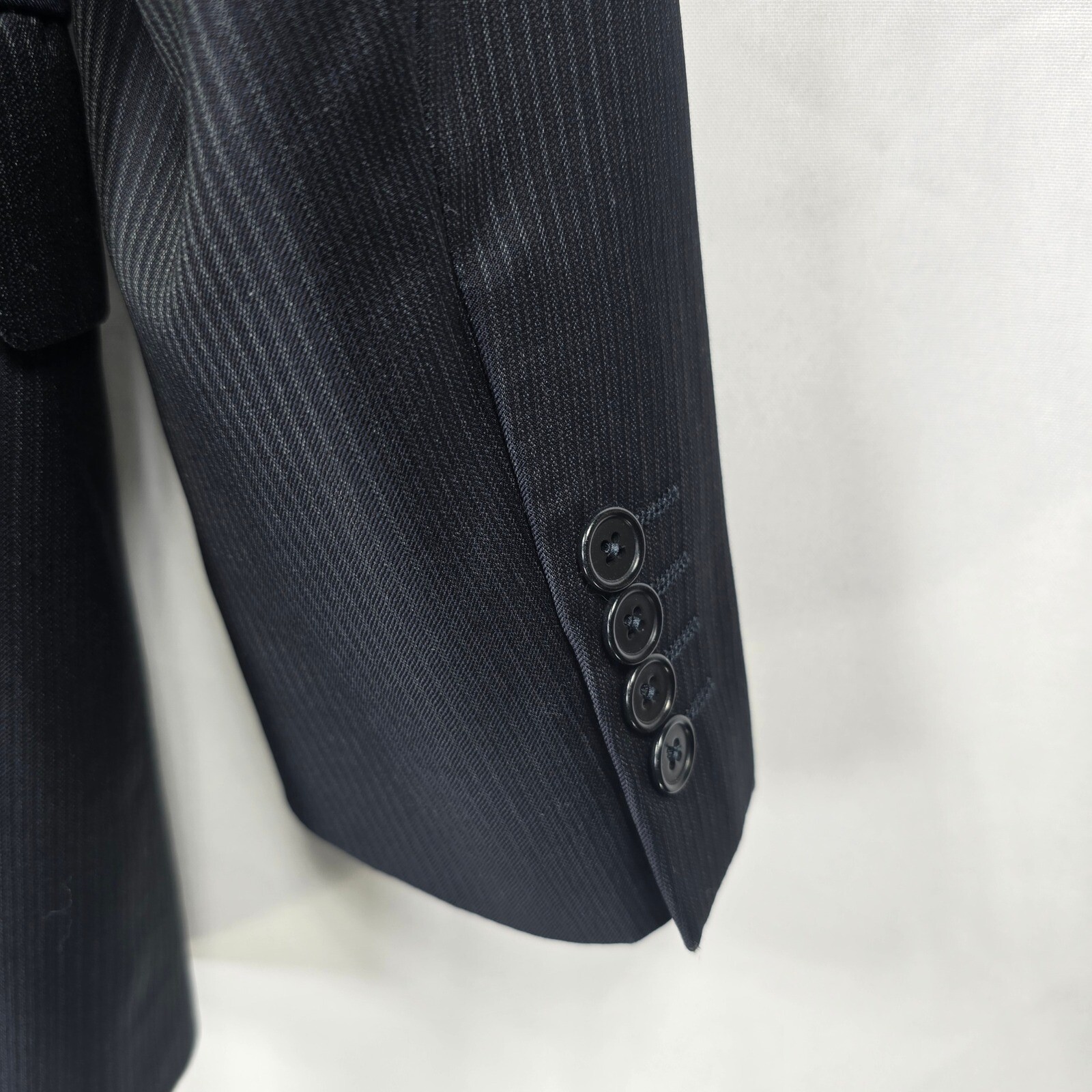 Pronto Uomo Couture Blazer Made in Italy Wool Pinstripe Two Button Men 38R Black