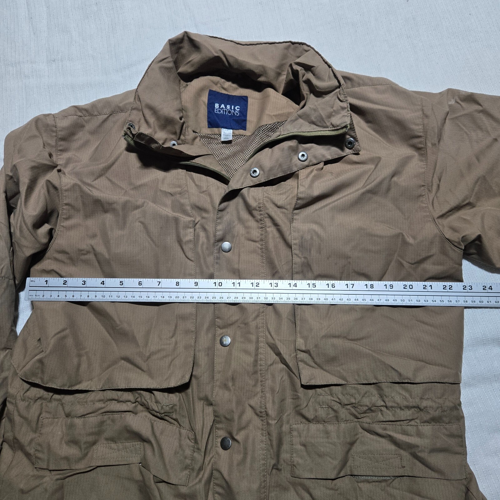 Basic Editions – Bomber Jacket Coat Solid Brown Adult Men’s Size L Large