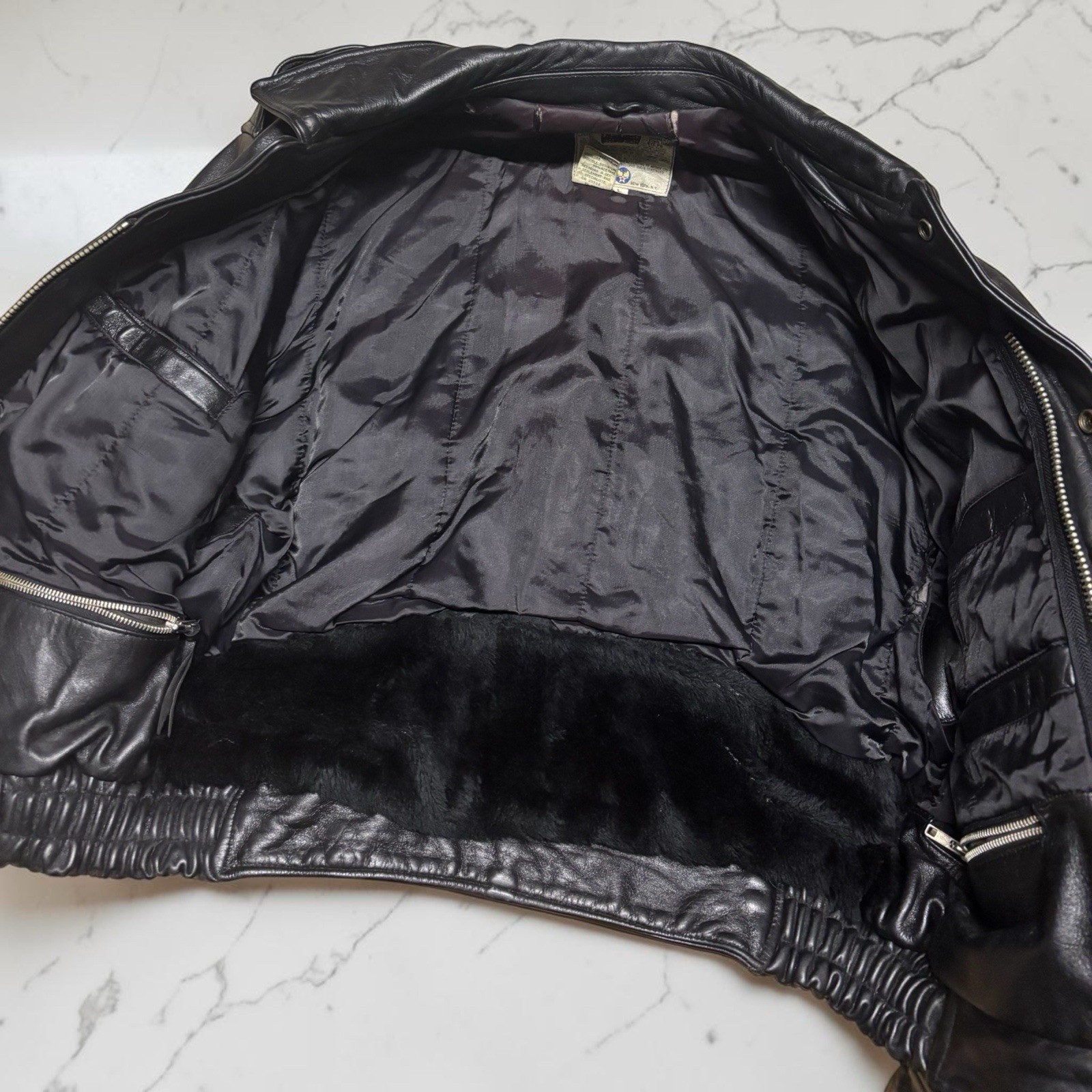 Avirex USA Chicago Genuine Leather Jacket Size L Black Vintage 90s Rare Patches