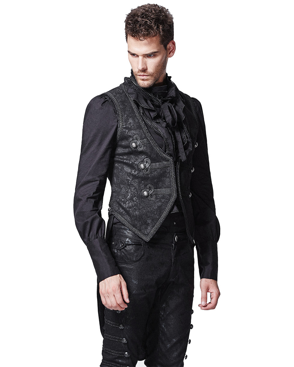PUNKRAVE BLACK GOTHIC EMBOSSED TAILCOAT VAMPIRE VINTAGE WAISTCOAT VEST Y-600