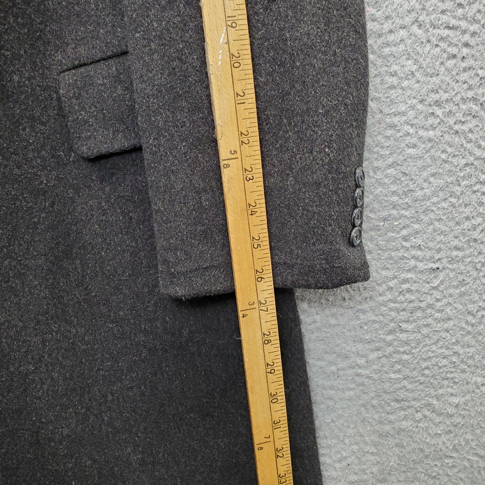 Hart Schaffner Marx Wallachs Long Overcoat Mens 46R Gray Heavy Wool Blend Lined