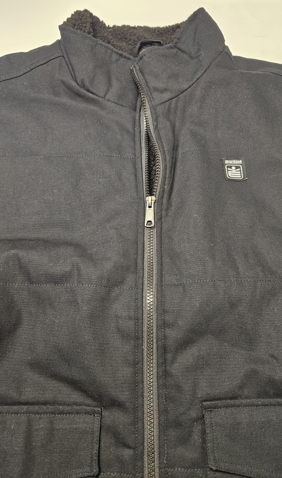 MACHINE Custom Co Black Canvas Sherpa Lined Vest Full Zip Sz LARGE NWT