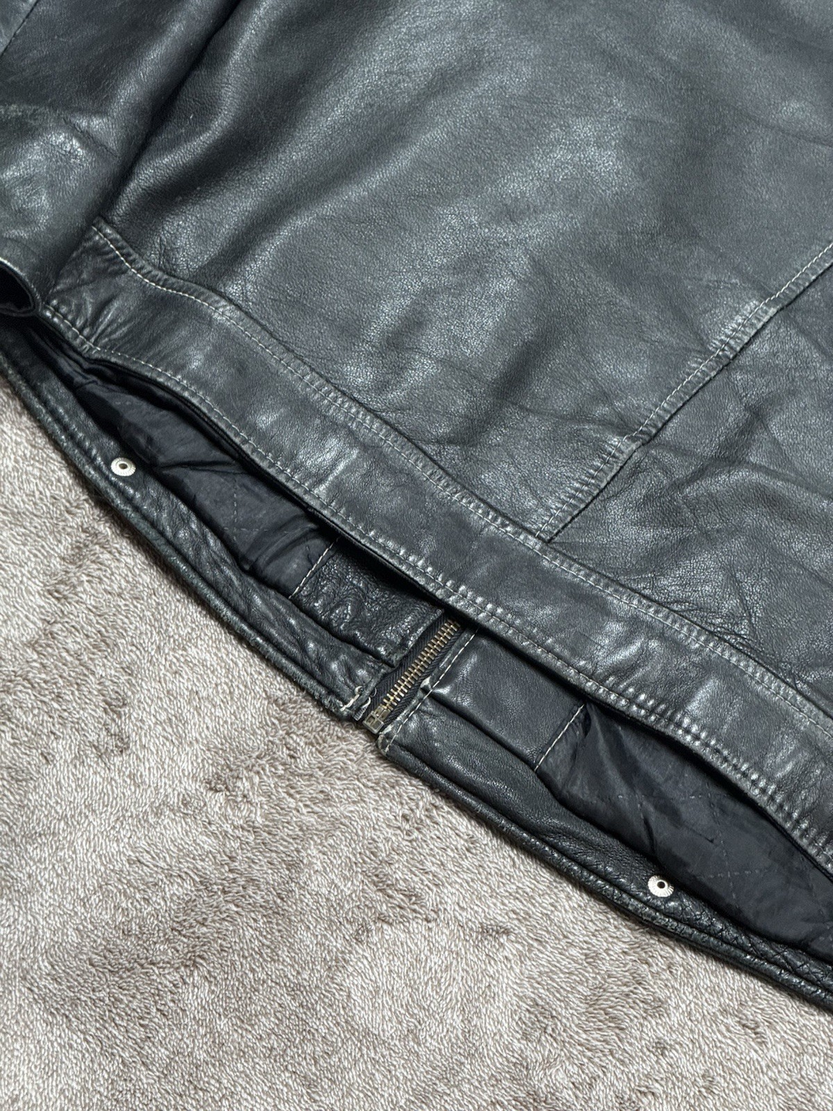 Vintage Diesel 90’s Black Leather Big Logo Y2K Jacket Size L