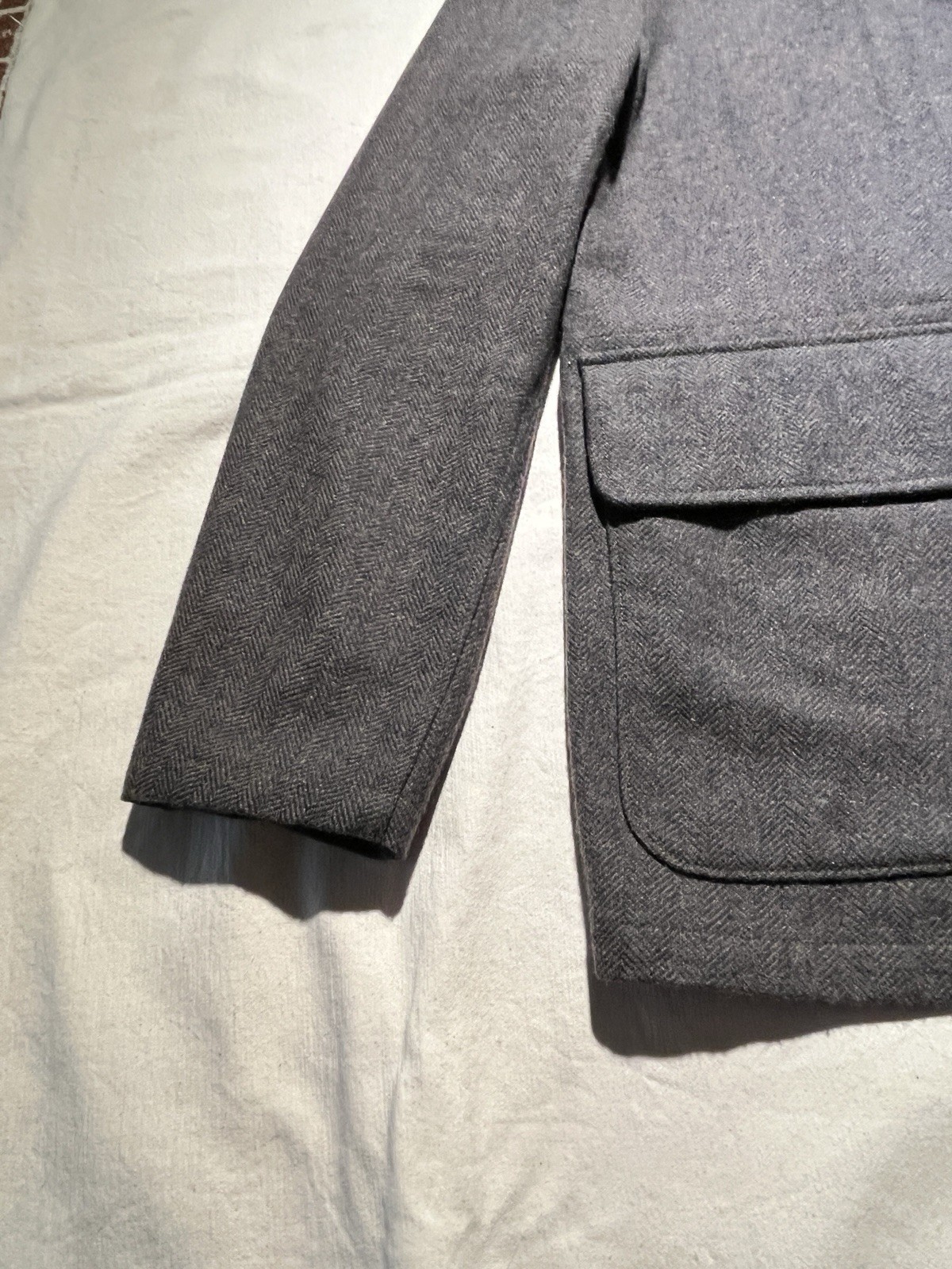 Huckberry Flint and Tinder Wool Utility Blazer Herringbone Chore Coat Mens XL