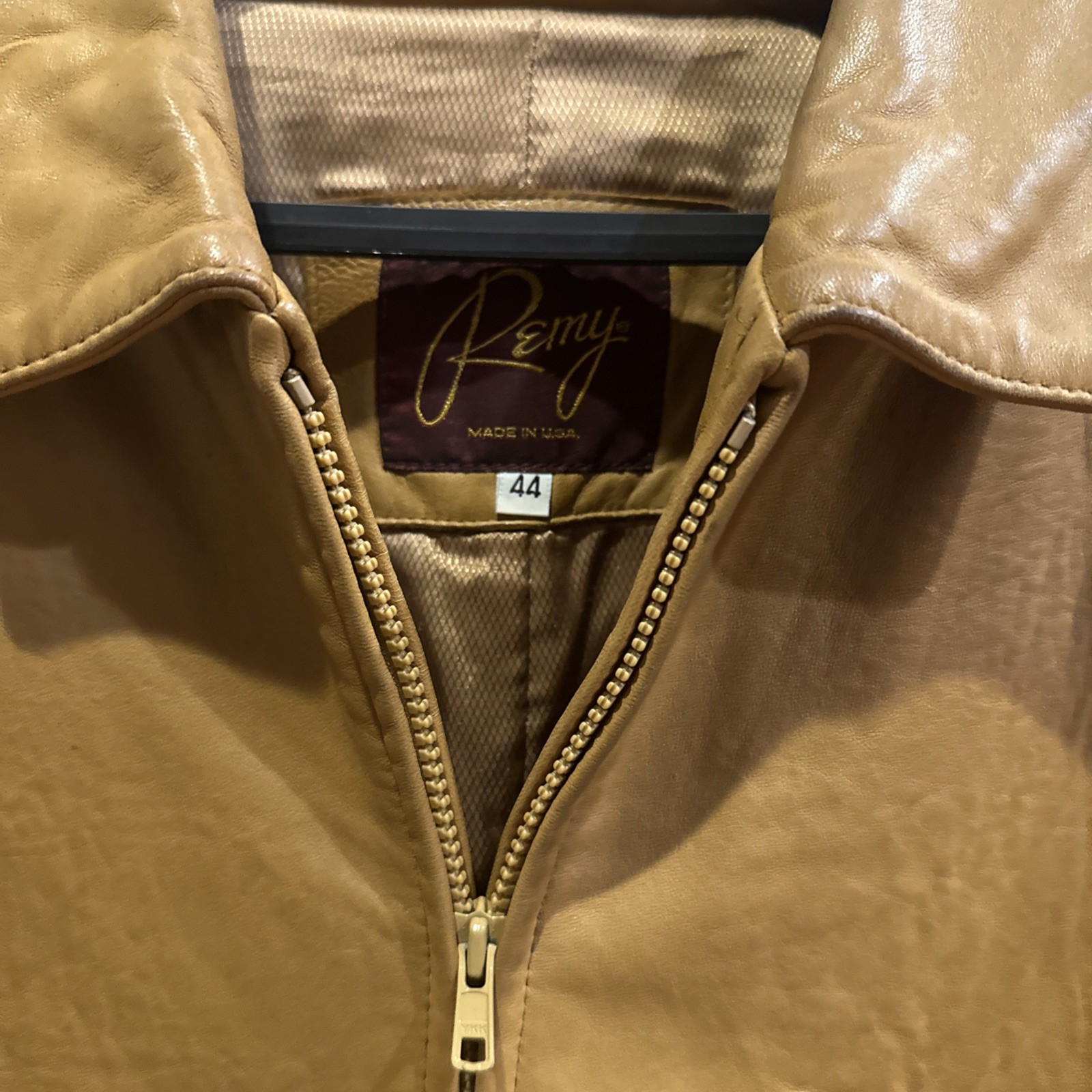 Remy Brown Leather Jacket Vintage, Made in USA, Size 44