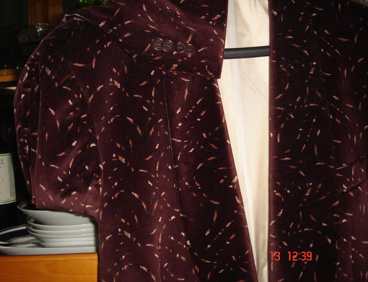 Alfred Dunhill Men’s Country Jacket, Sz 56 XXL Quilted Leather Trim