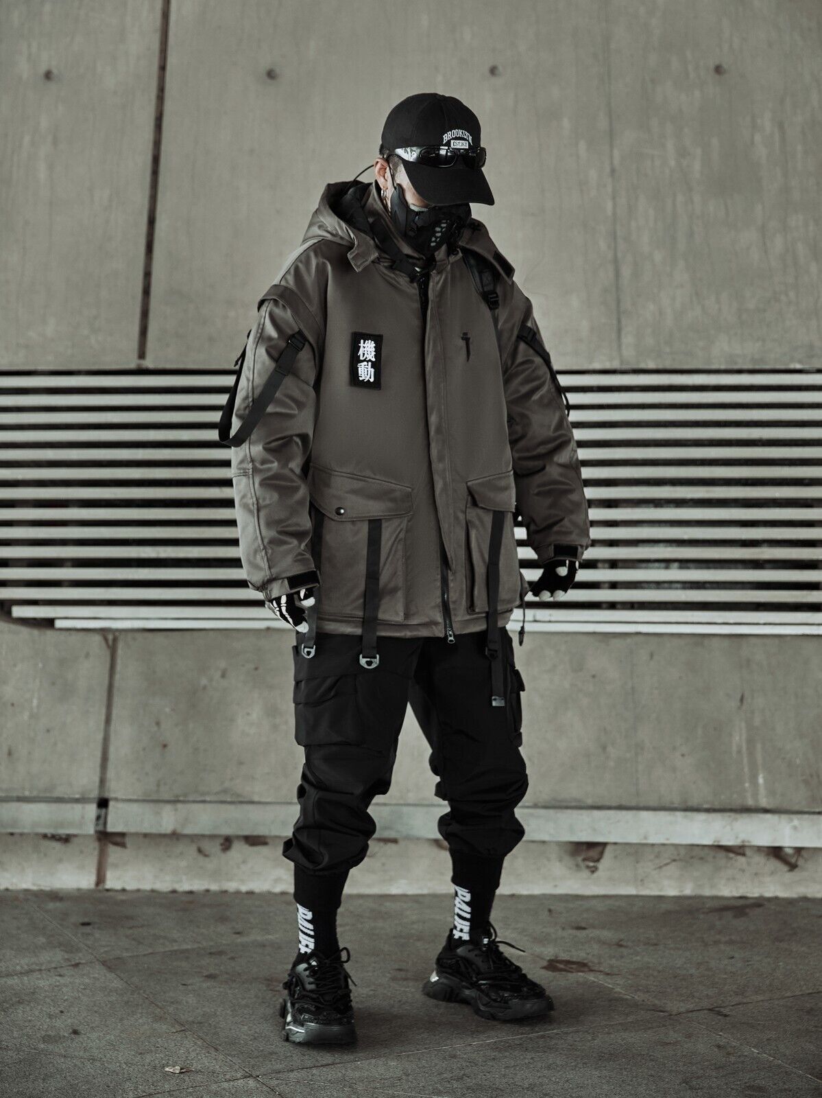 Niepce Japanese Streetwear Winter Parka Jacket with Strap Casual Techwear Coat