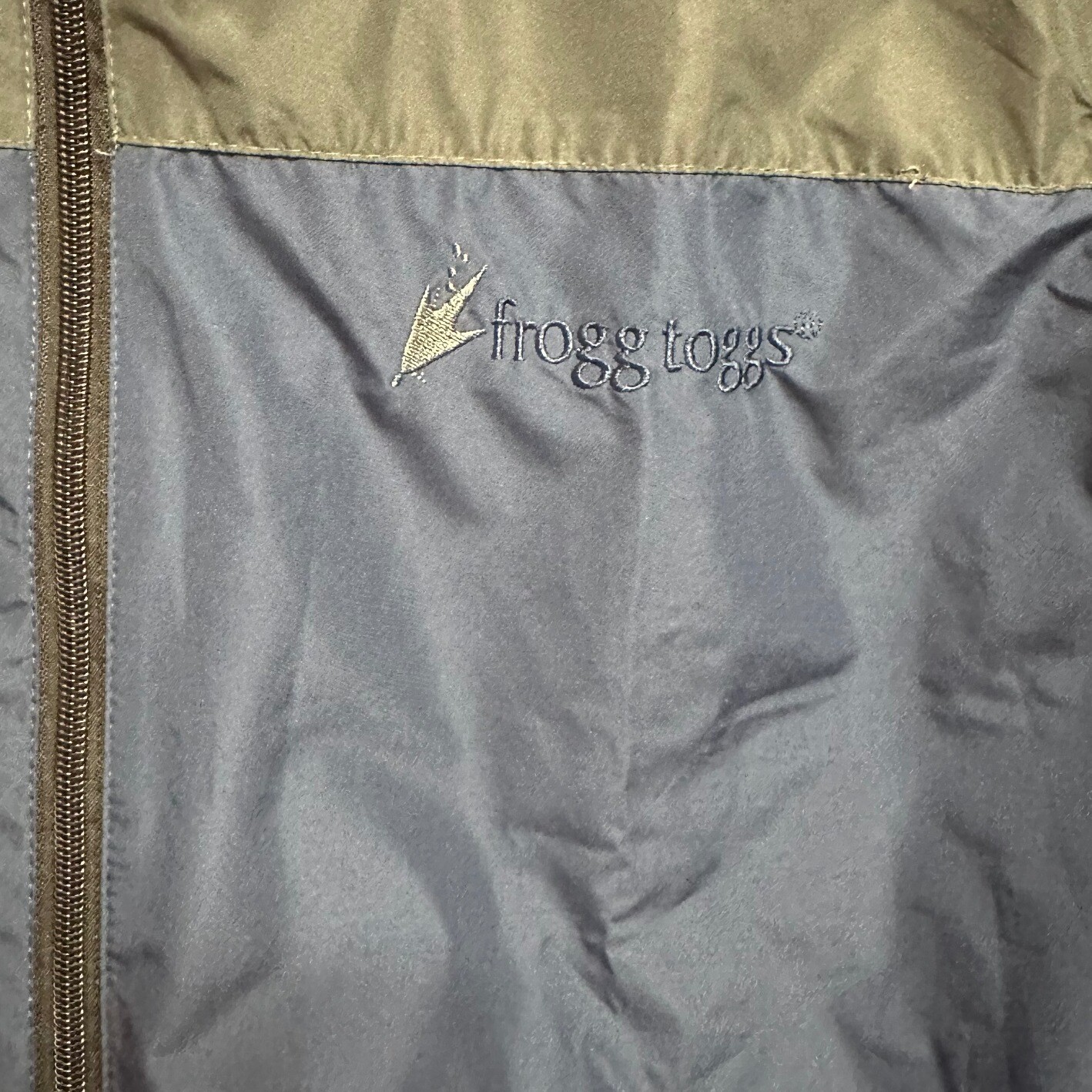 Frogg Toggs Mens Rain Jacket Full Zip Blue Gray Lightweight S/M Hood