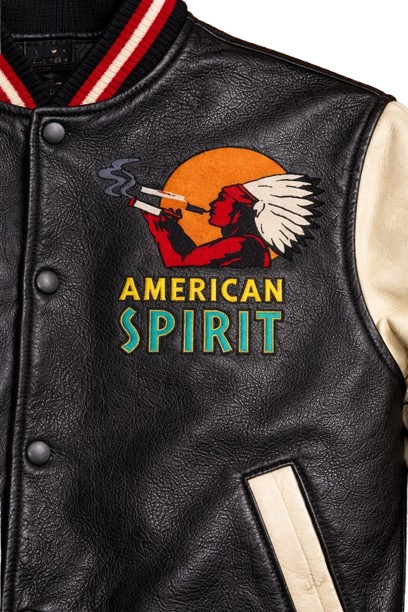 Natural American Spirit Leather Varsity Embroidery Tobacco Promo Bomber Jacket