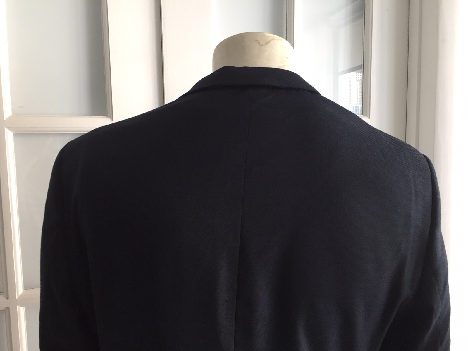 ZARA MAN NAVY TEXTURED BLAZER SUIT Lapel Collar Size 42 Long Sleeve O121