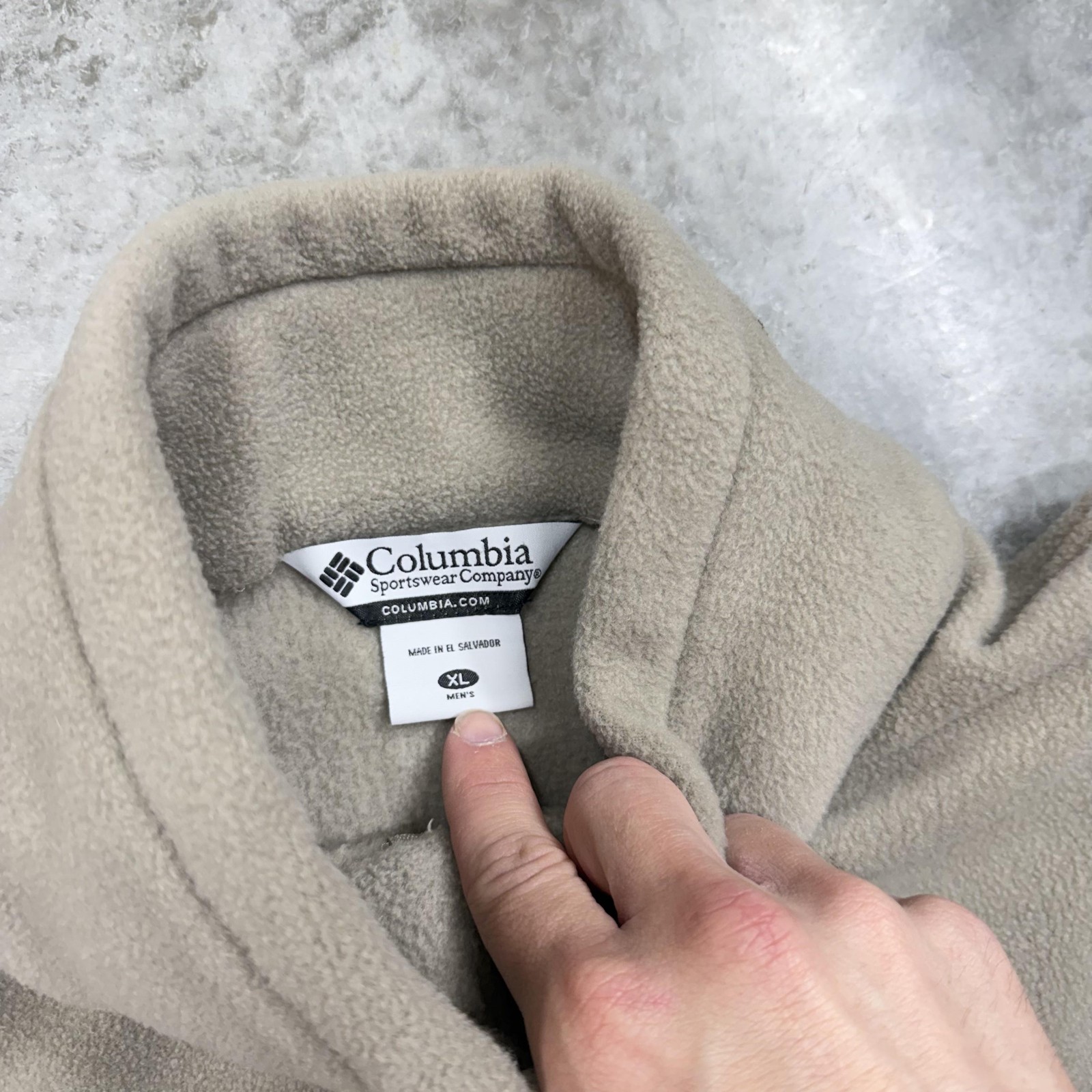 Columbia Jacket Mens XL Beige Fleece Full Zip Lightweight Outdoor Hiking Pockets