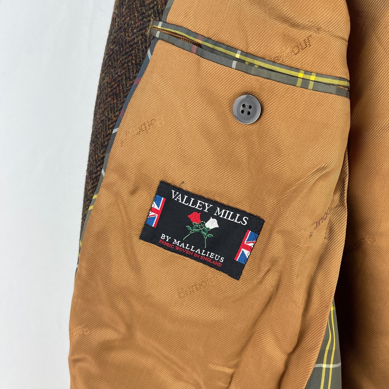 Barbour Tweed Blazer Mens UK 38R Brown Valley Mallalieus Wool Country Jacket