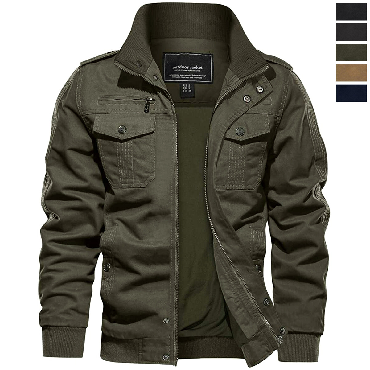 Men’s Military Tactical Bomber Jacket Army Cargo Combat Casual Cotton Work Coats