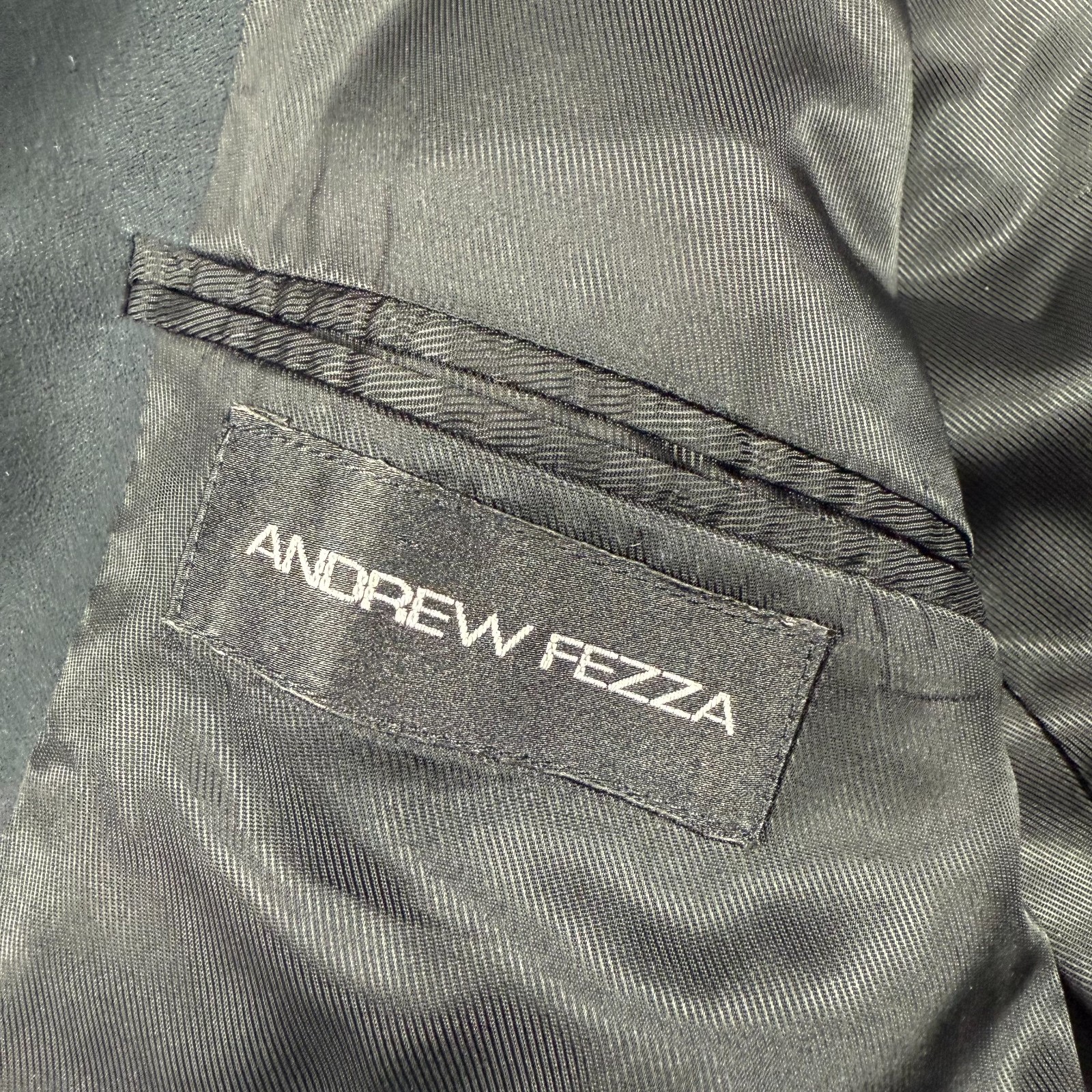 Andrew Fezza Blazer Jacket Men 38S Black Notch Lapel Single Breasted 3 Button