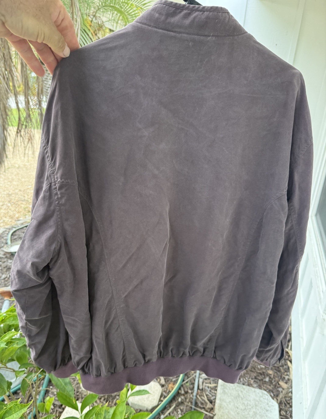 BUGATCHI UOMO Silk Burgundy Bomber Jacket Mens Size L