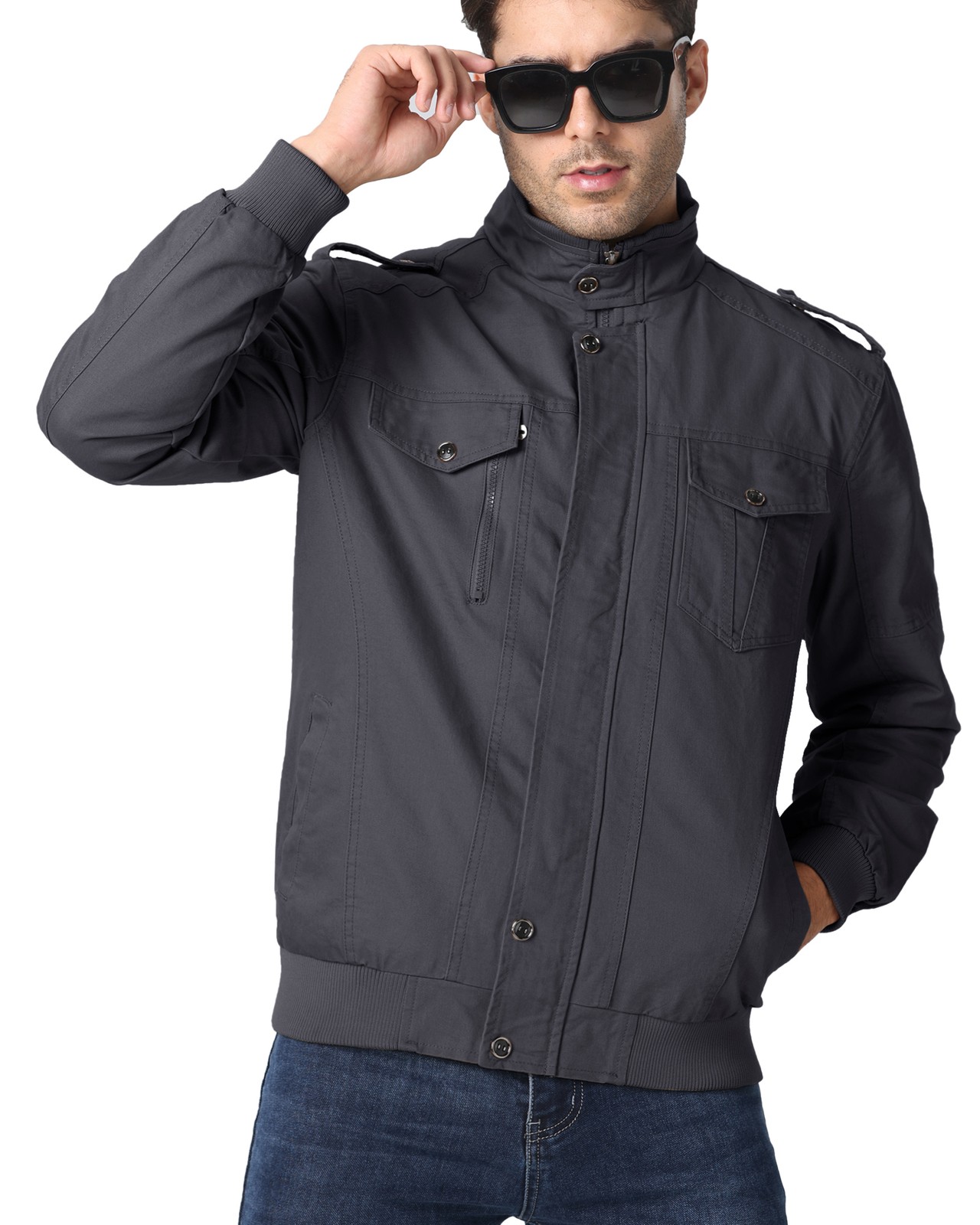Men’s Spring Fall Cotton Jacket Cargo Bomber Jacket Lightweight Casual Work Coat