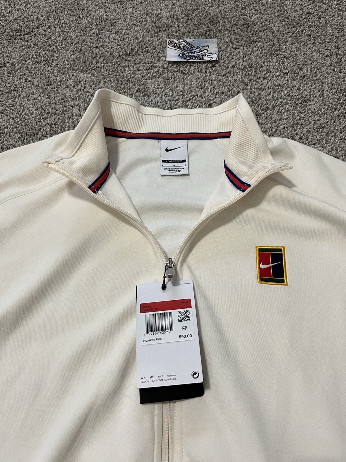 New Nike Court Heritage Tennis Full Zip Jacket Coat Pullover Sweater Mens Size