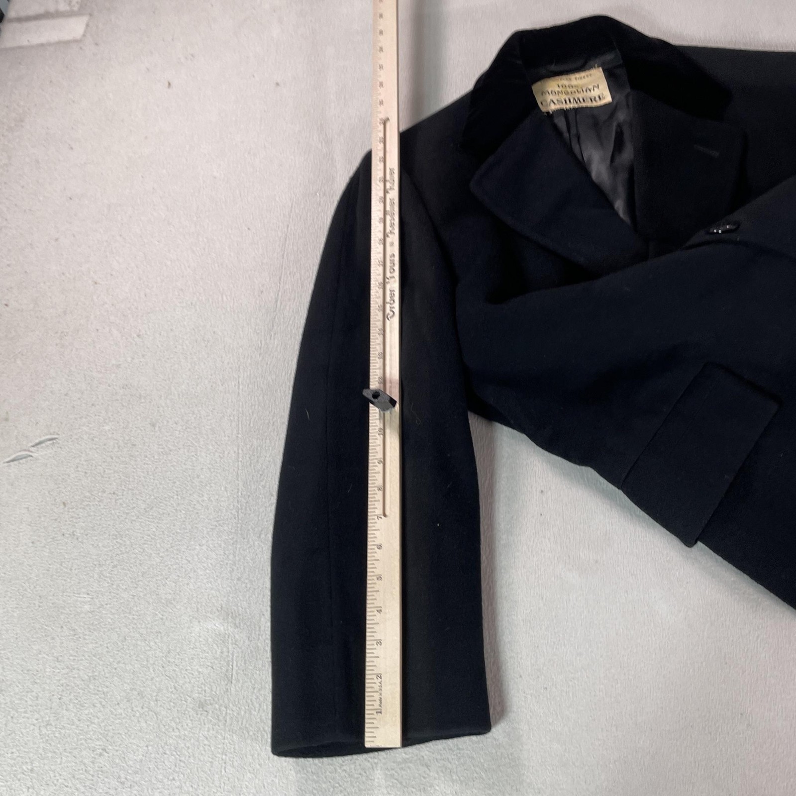 Vintage Baronet Cashmere Jacket Mens Large Black Long Old Money Luxury Coat