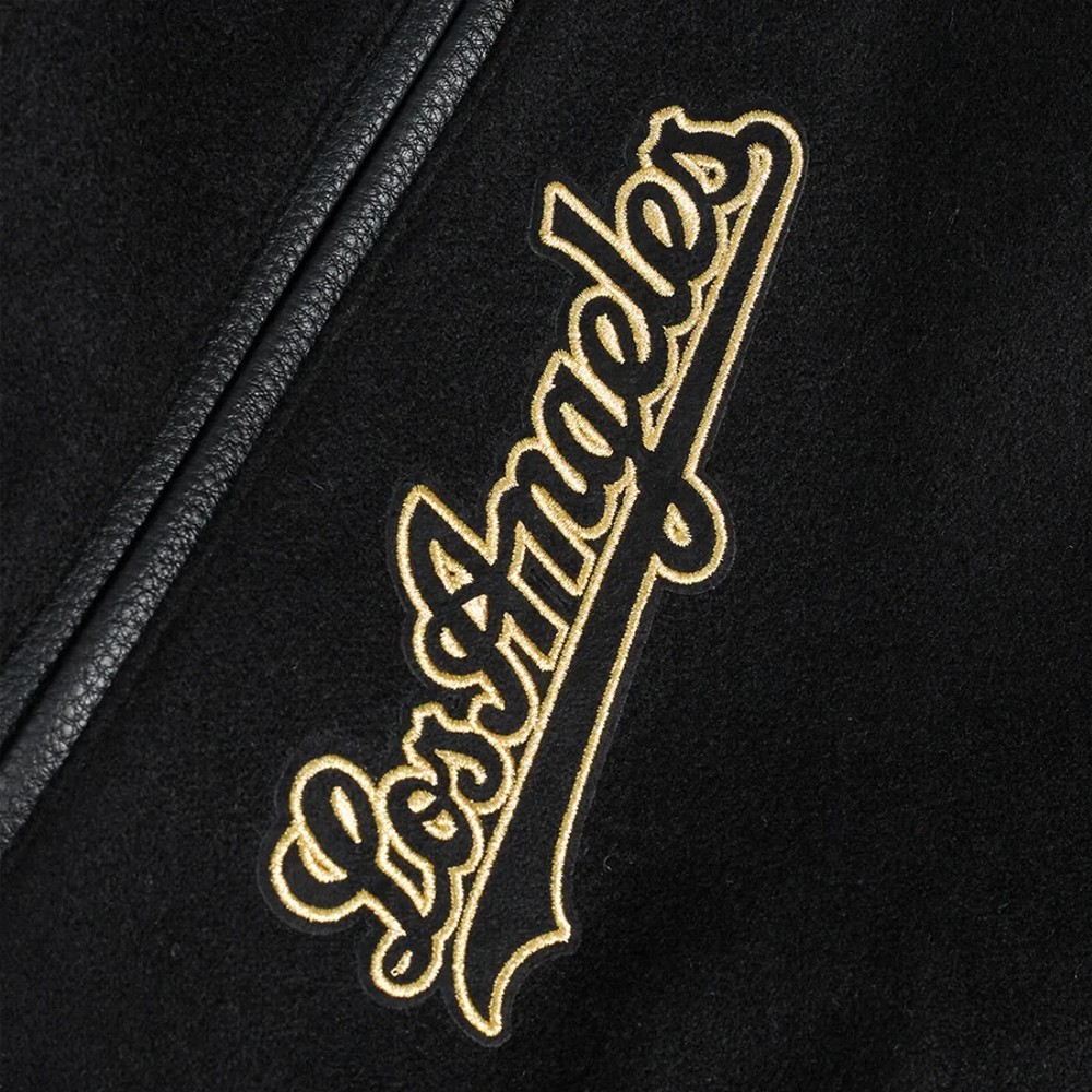 Men’s Black Wool Leather Retro Classic LA Dodgers Letterman Varsity Jacket