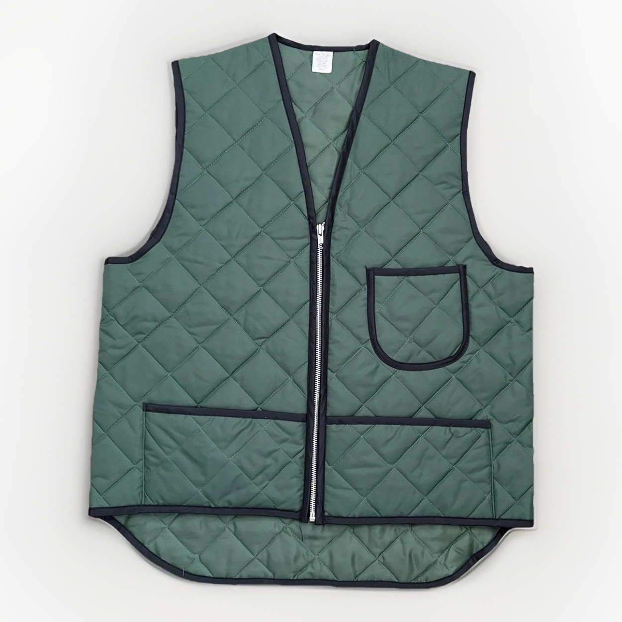 Vtg Quilted Zip Up Green Vest YKK Zipper Utility Skater Men’s S/M Size 5 USA