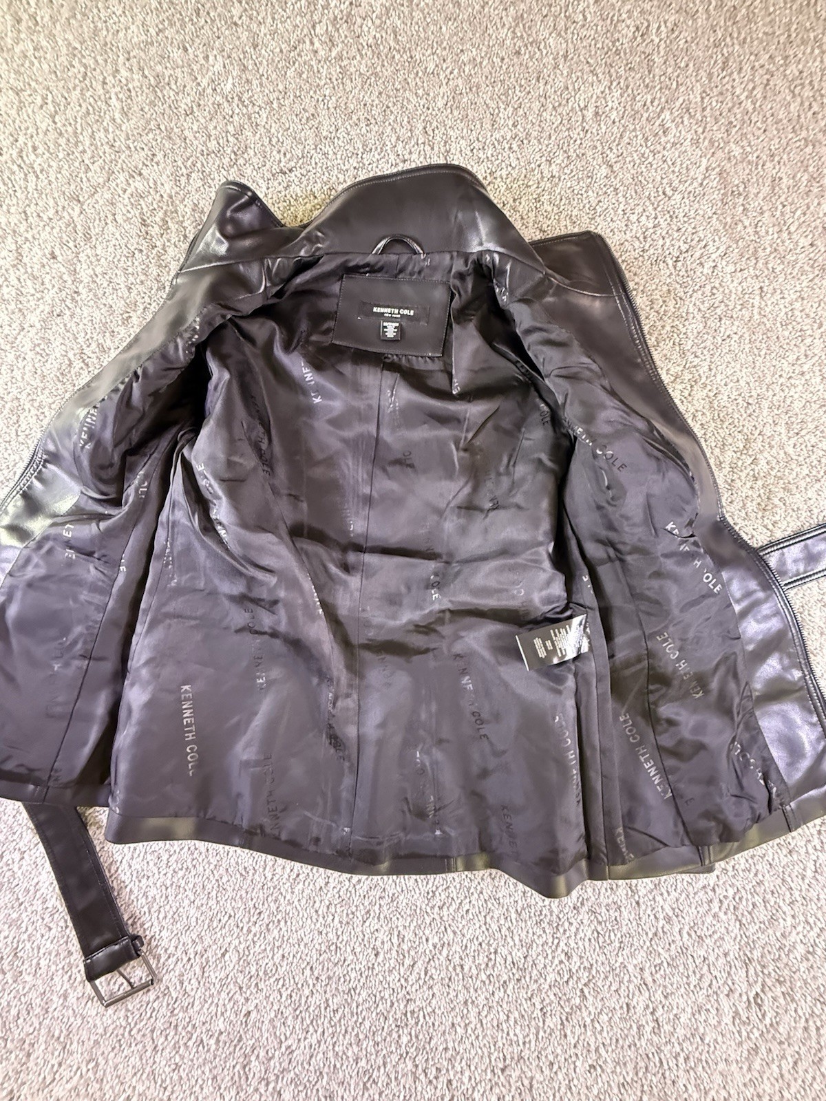 Kenneth Cole Men’s Poly Jacket Size XXL Black Belted NWOT